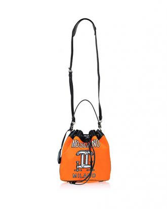 Moschino - Printed Nylon Bucket Bag - Orange