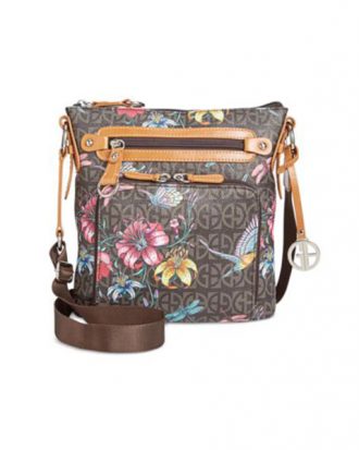 Giani Bernini - Block Signature Floral Butterfly Print Crossbody, Brown