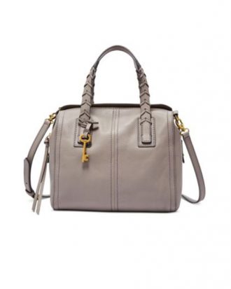 Fossil - Genuine Leather Emma Satchel Handbag  - Grey
