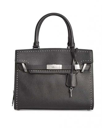 Calvin Klein - Brooke Belted Medium Satchel / Tote Bag, Black / Silver