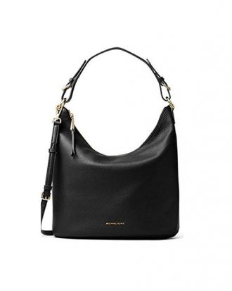 Michael Kors - Lupita Large Leather Pebbled Hobo Handbag - Black