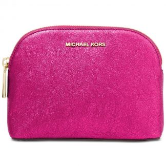 Michael Kors - Medium Dome Zip Around Cosmetic Pouch, Ultra Pink Metallic