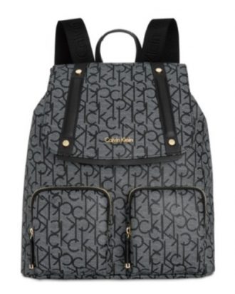 Calvin Klein - Medium Backpack Textured - White Black Black Gold