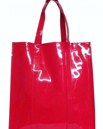 Twelve NYC -Patent Tote Bag - Fuchsia (Red)