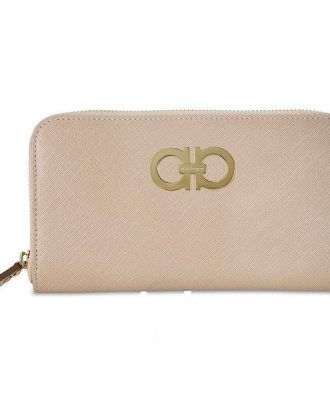 Salvatore Ferragamo - Double Gancio Zip Around Wallet - Bisque (Nude)