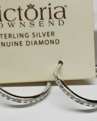 Victoria Townsend  - Genuine Diamond 925 Sterling Silver Hoop Earrings